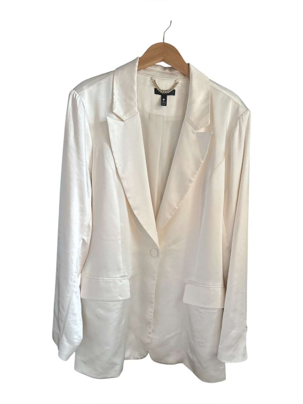 Satin Single-Button Blazer - ivory